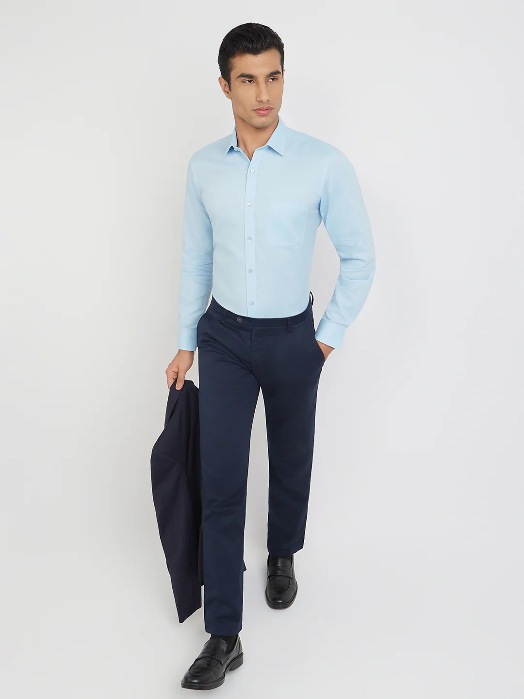 Raymond Men Blue Slim Fit Structured Shirt - Image 5