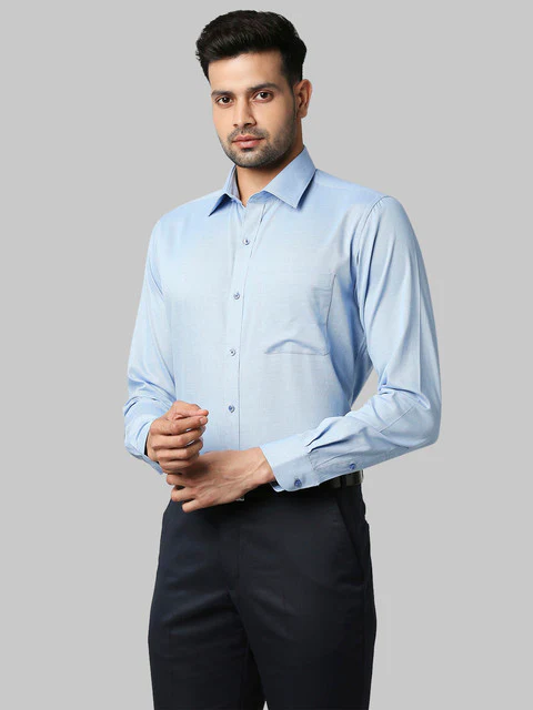 Raymond Men Blue Slim Fit Structured Shirt - Image 3