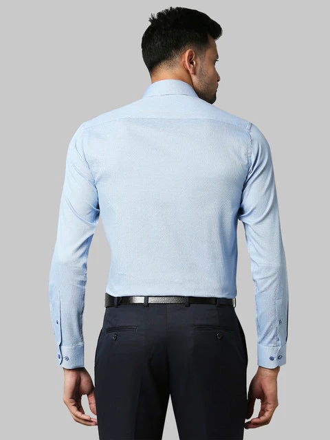 Raymond Men Blue Slim Fit Structured Shirt - Image 4
