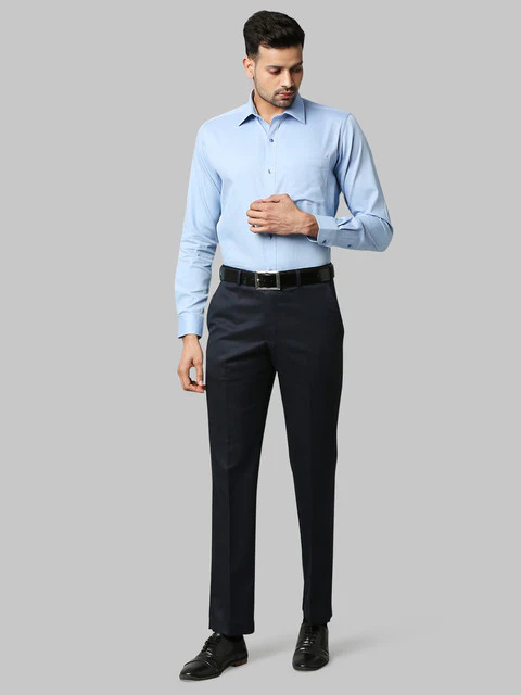 Raymond Men Blue Slim Fit Structured Shirt - Image 5