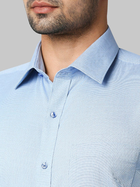 Raymond Men Blue Slim Fit Structured Shirt - Image 6
