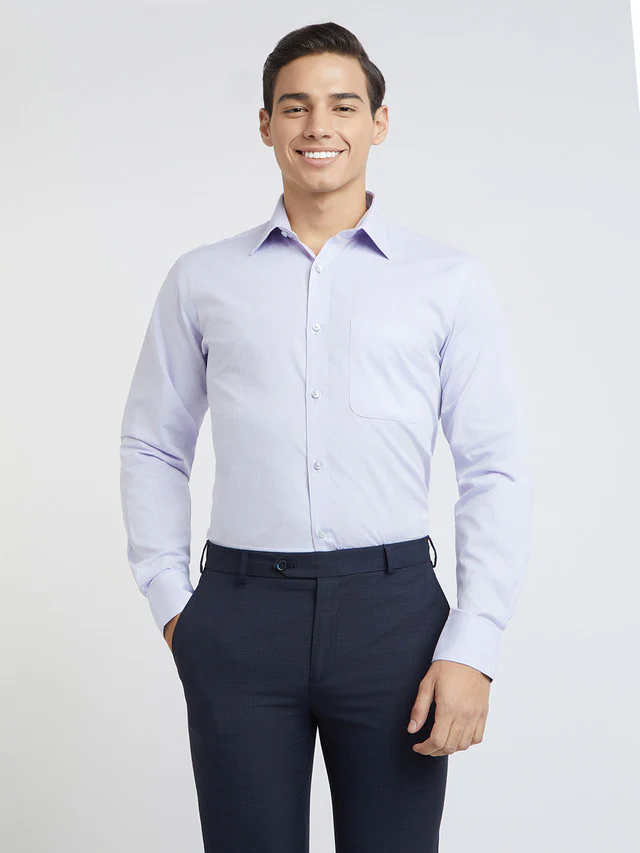 Raymond Men Purple Structured Slim Fit Cotton Formal Shirt