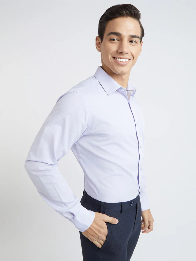 Raymond Men Purple Structured Slim Fit Cotton Formal Shirt - Image 2