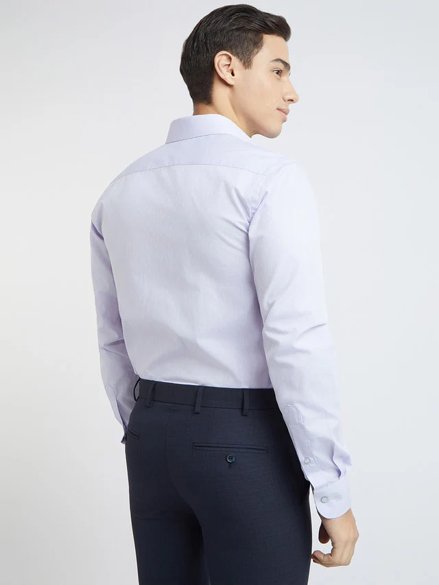 Raymond Men Purple Structured Slim Fit Cotton Formal Shirt - Image 4