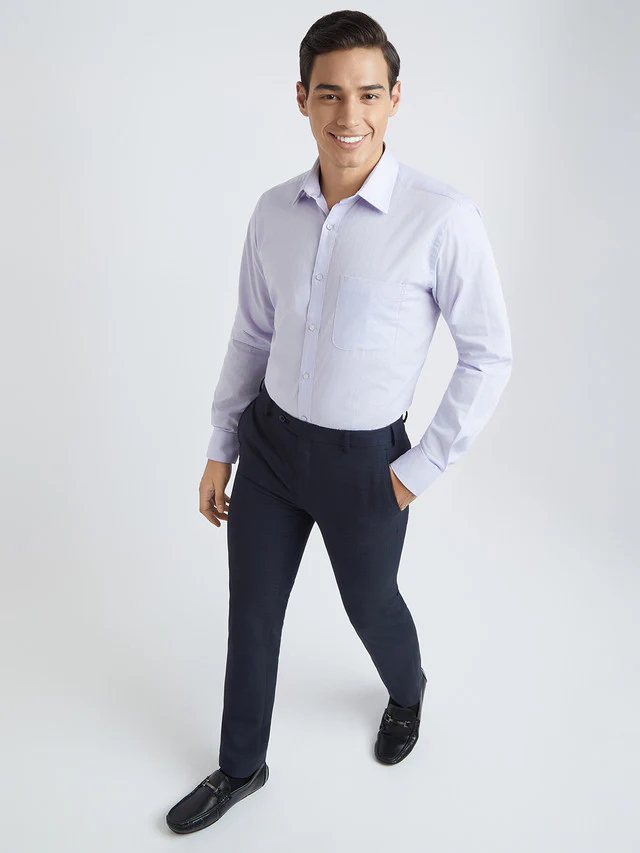 Raymond Men Purple Structured Slim Fit Cotton Formal Shirt - Image 5