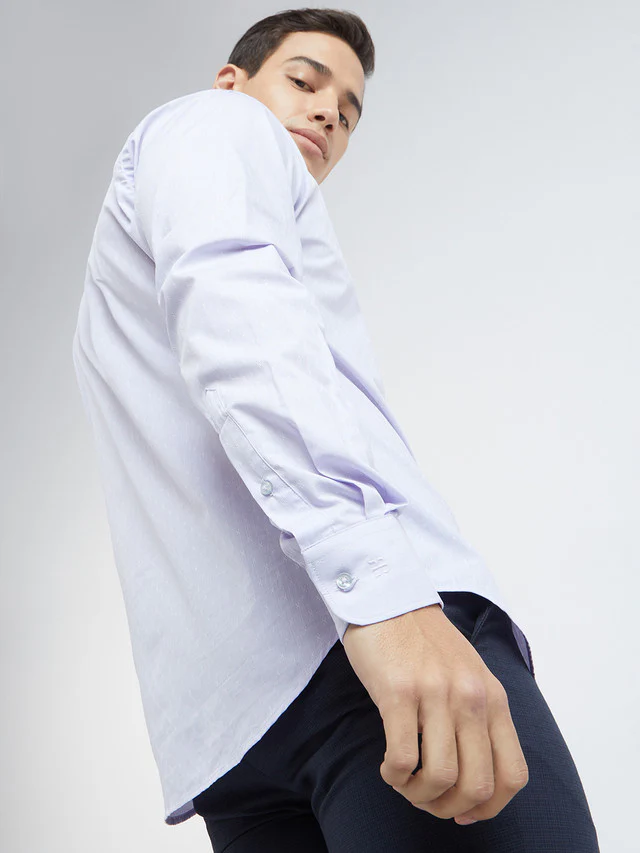 Raymond Men Purple Structured Slim Fit Cotton Formal Shirt - Image 7