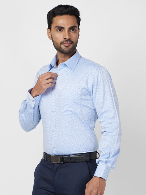 Raymond Men Blue Slim Fit Structured Shirt - Image 3
