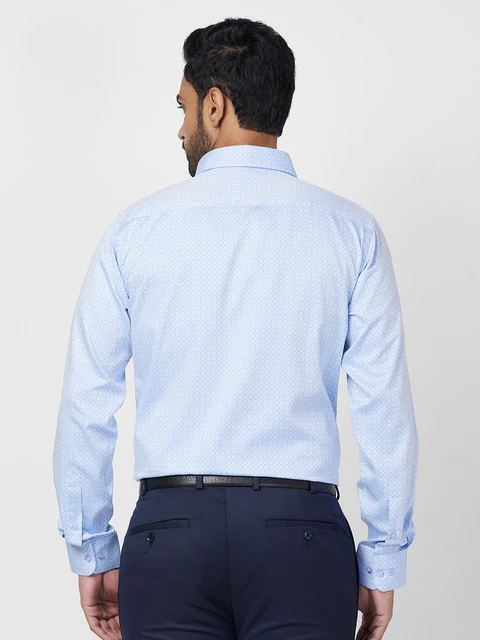 Raymond Men Blue Slim Fit Structured Shirt - Image 5