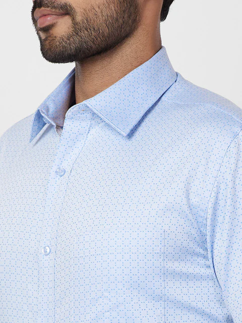 Raymond Men Blue Slim Fit Structured Shirt - Image 7
