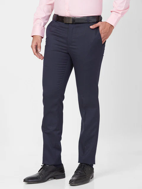 Raymond Men Blue Slim Fit Structured Trouser - Image 3