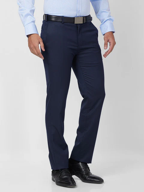 Raymond Men Blue Slim Fit Structured Trouser - Image 2