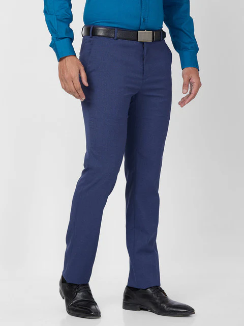 Raymond Men Blue Slim Fit Structured Trouser - Image 2