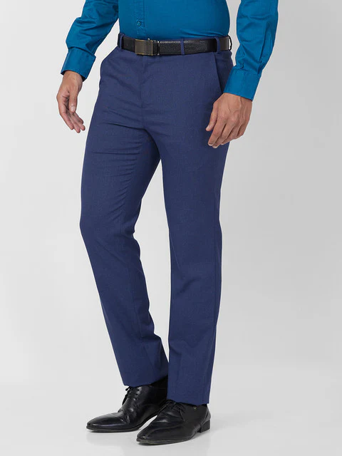 Raymond Men Blue Slim Fit Structured Trouser - Image 3