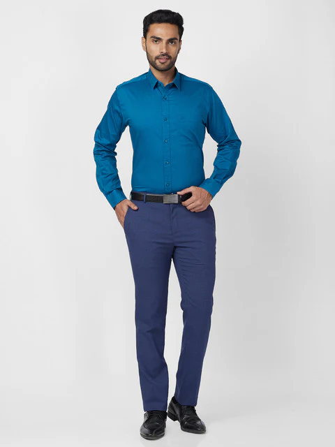 Raymond Men Blue Slim Fit Structured Trouser - Image 5