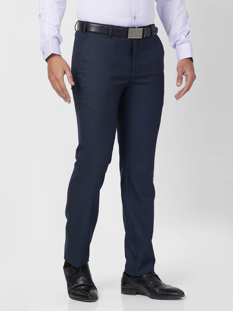 Raymond Men Blue Slim Fit Structured Trouser - Image 2