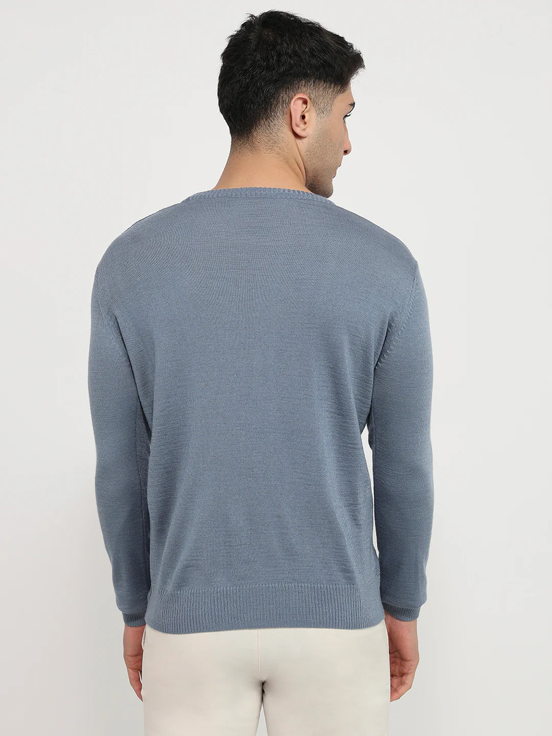 Raymond Men Blue Solid Acrlic Blend Sweatshirt - Image 4