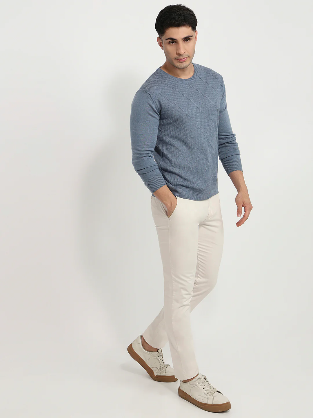 Raymond Men Blue Solid Acrlic Blend Sweatshirt - Image 5