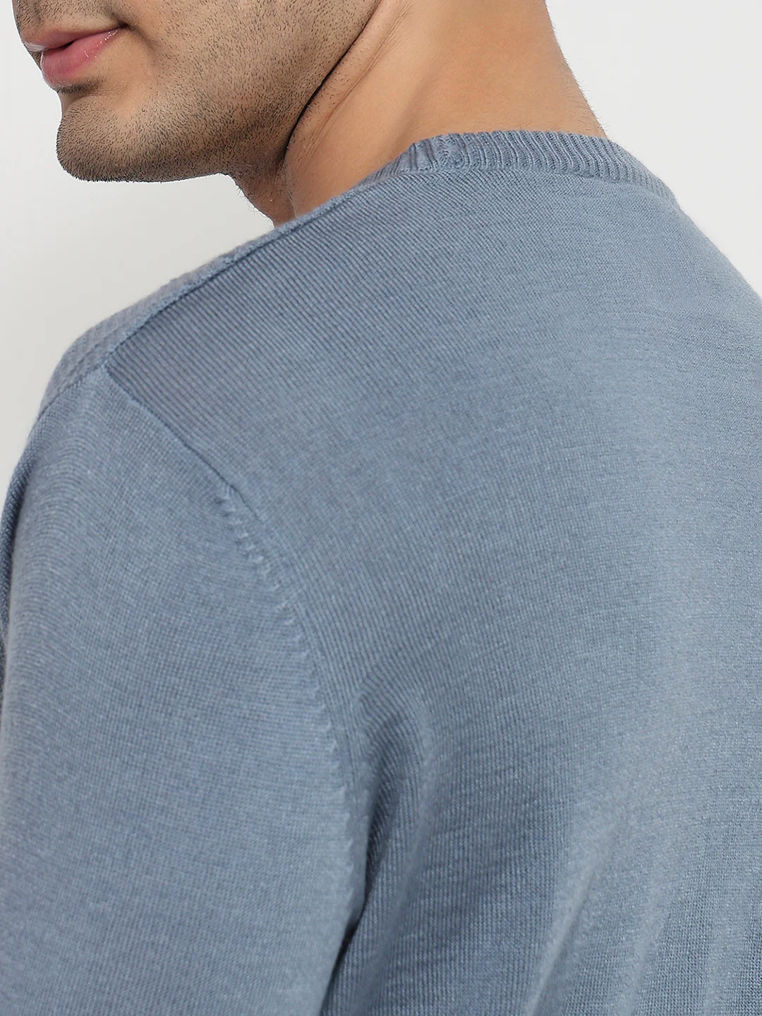 Raymond Men Blue Solid Acrlic Blend Sweatshirt - Image 7