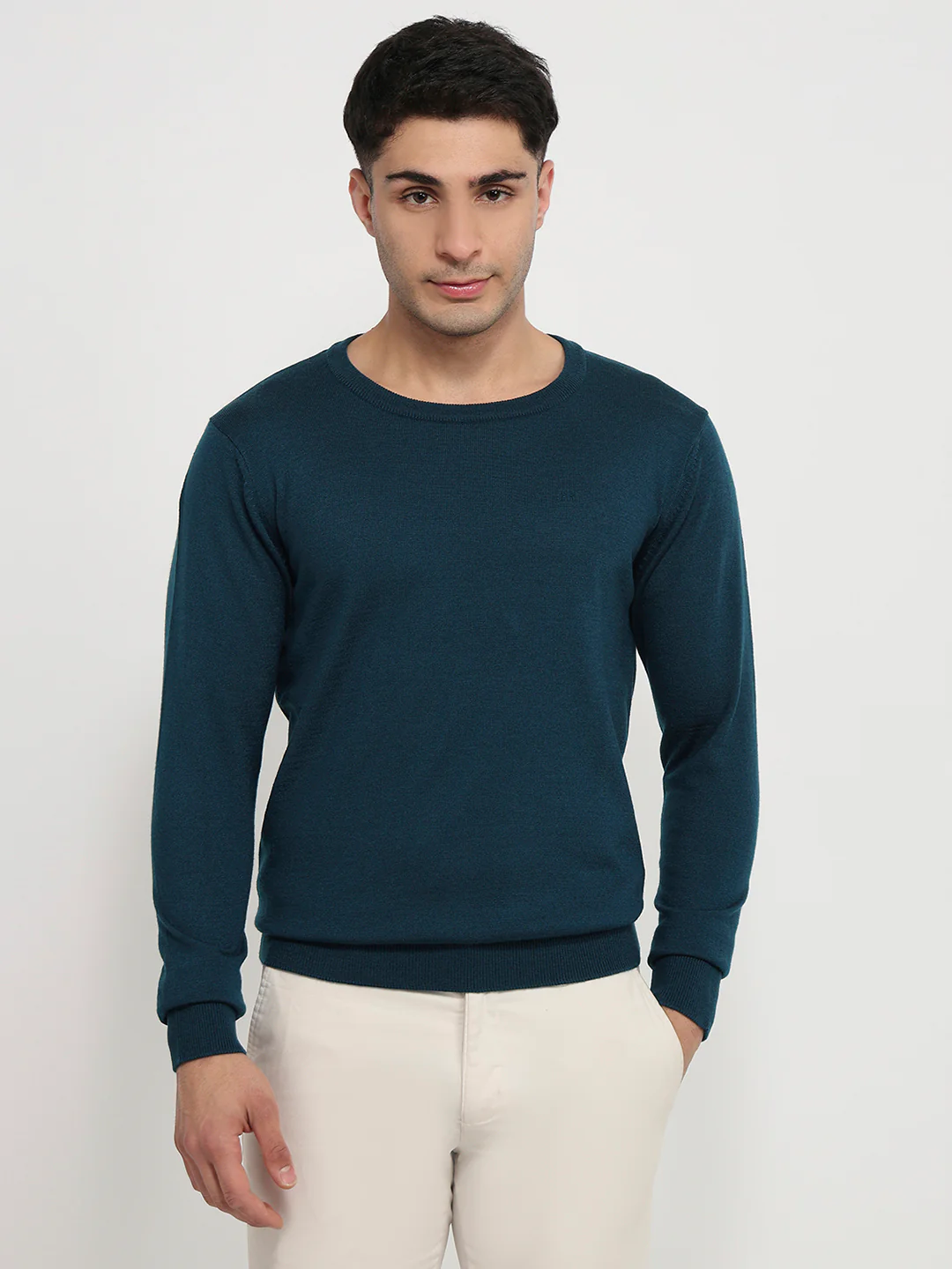 Raymond Men Blue Solid Acrylic Sweatshirt