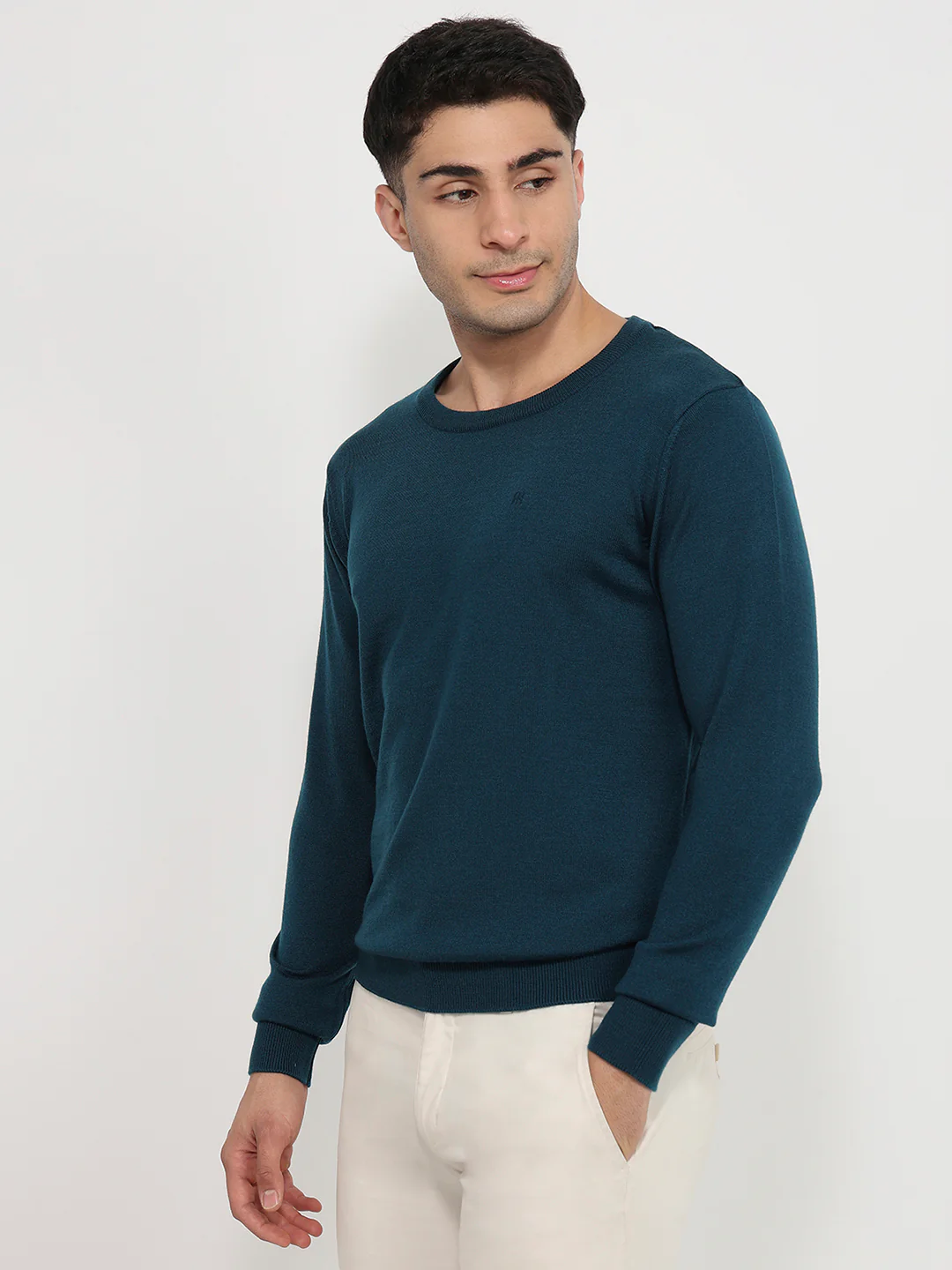 Raymond Men Blue Solid Acrylic Sweatshirt - Image 2