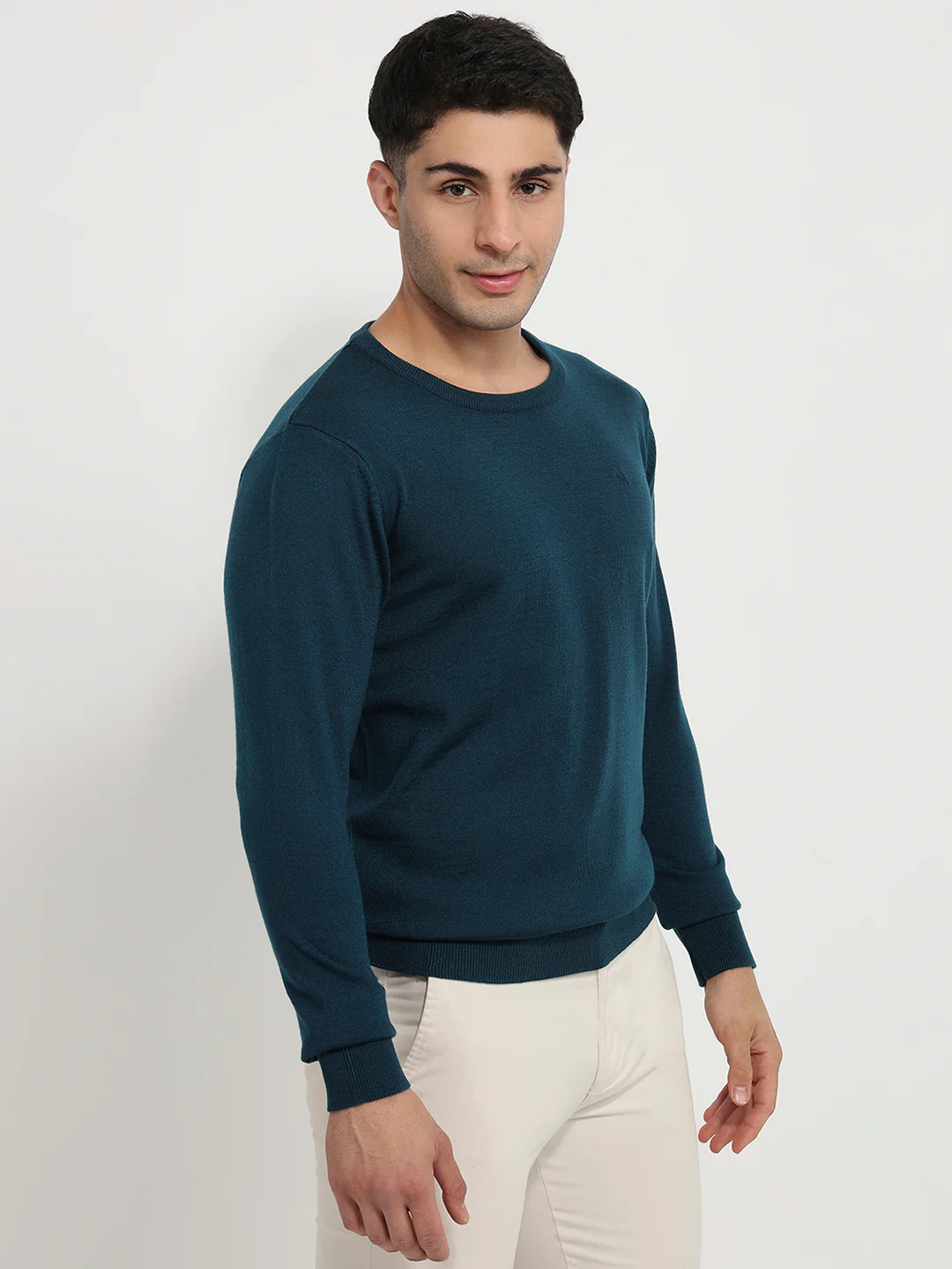 Raymond Men Blue Solid Acrylic Sweatshirt - Image 3
