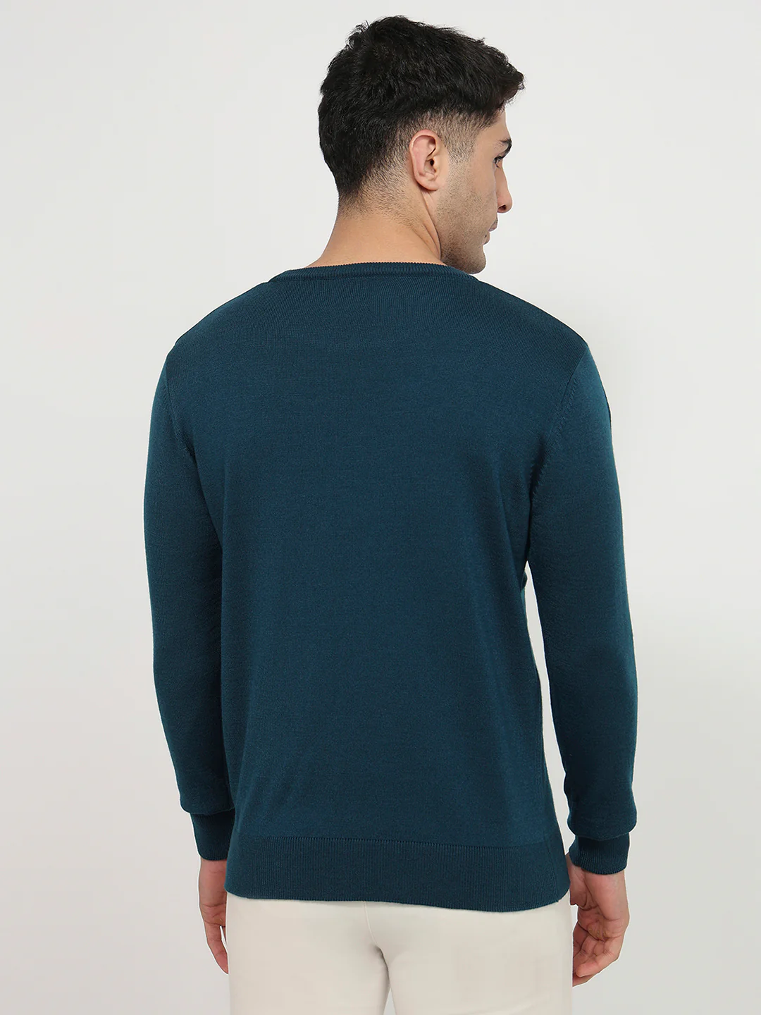 Raymond Men Blue Solid Acrylic Sweatshirt - Image 4
