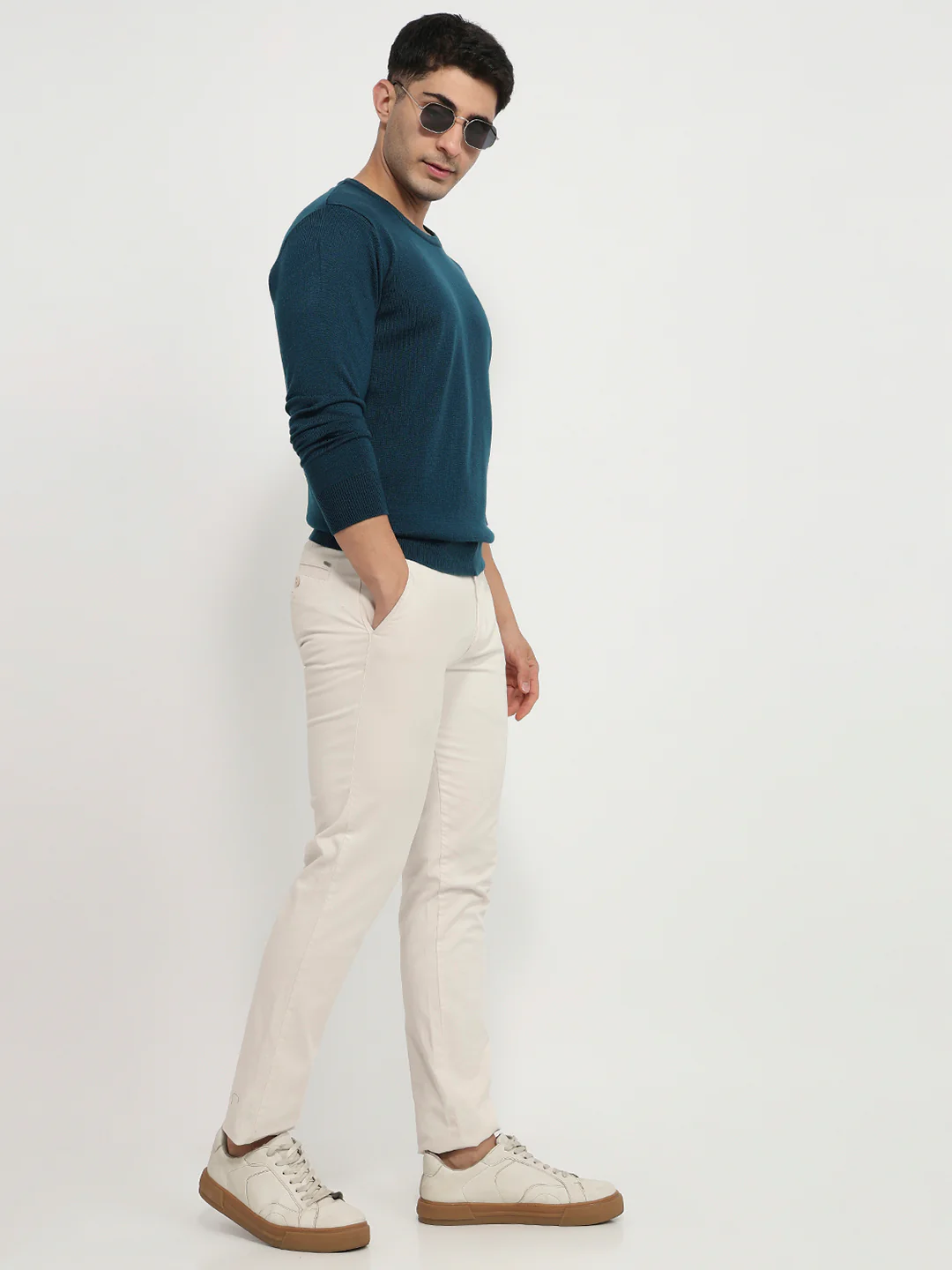 Raymond Men Blue Solid Acrylic Sweatshirt - Image 5