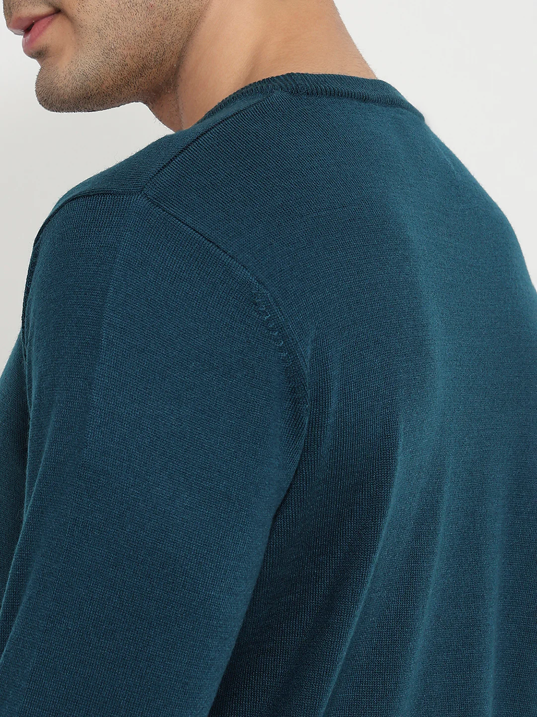 Raymond Men Blue Solid Acrylic Sweatshirt - Image 7