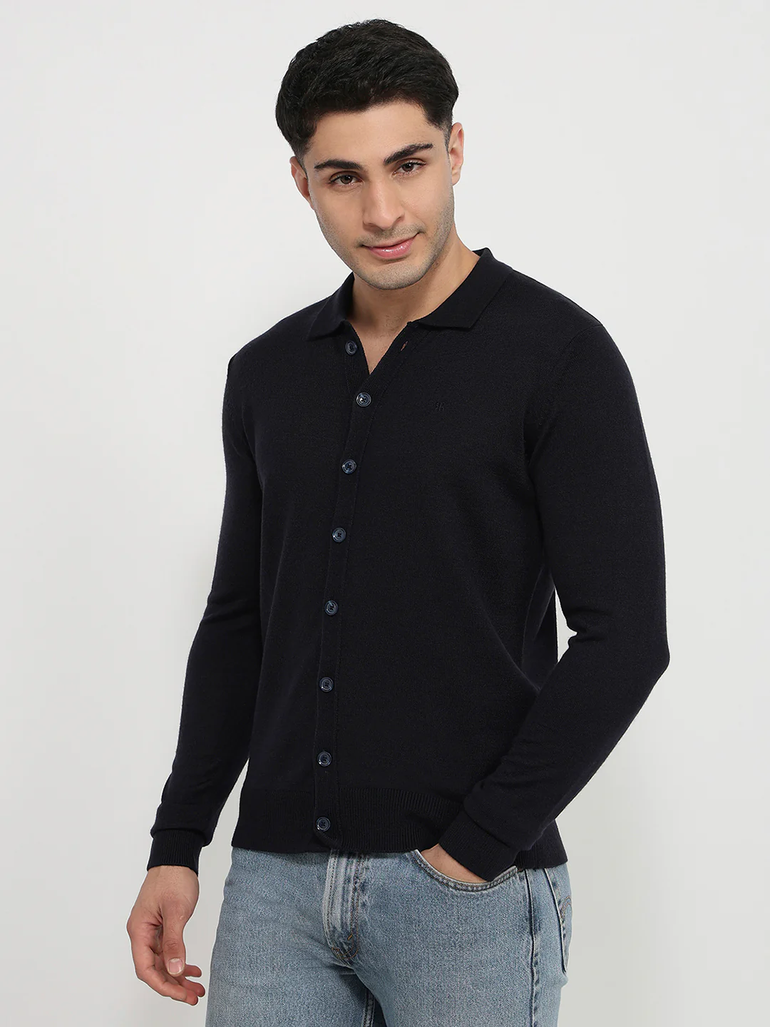 Raymond Men Blue Solid Acrylic Sweatshirt - Image 2