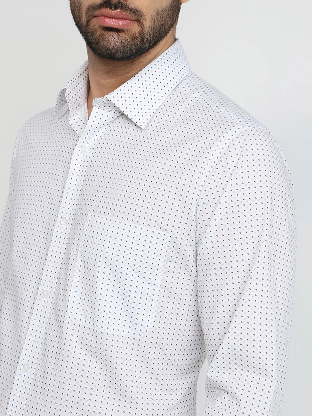 Raymond Men Blue Solid Chambray Slim Fit Cotton Formal Shirt - Image 6