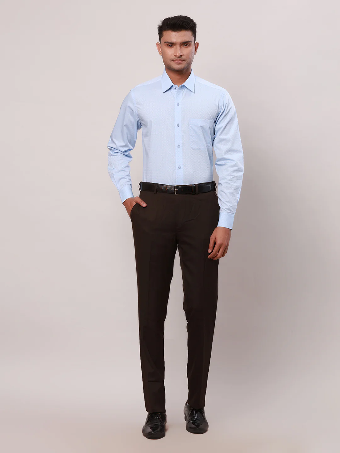 Raymond Men Blue Contemporary Fit Solid Formal Shirt - Image 5