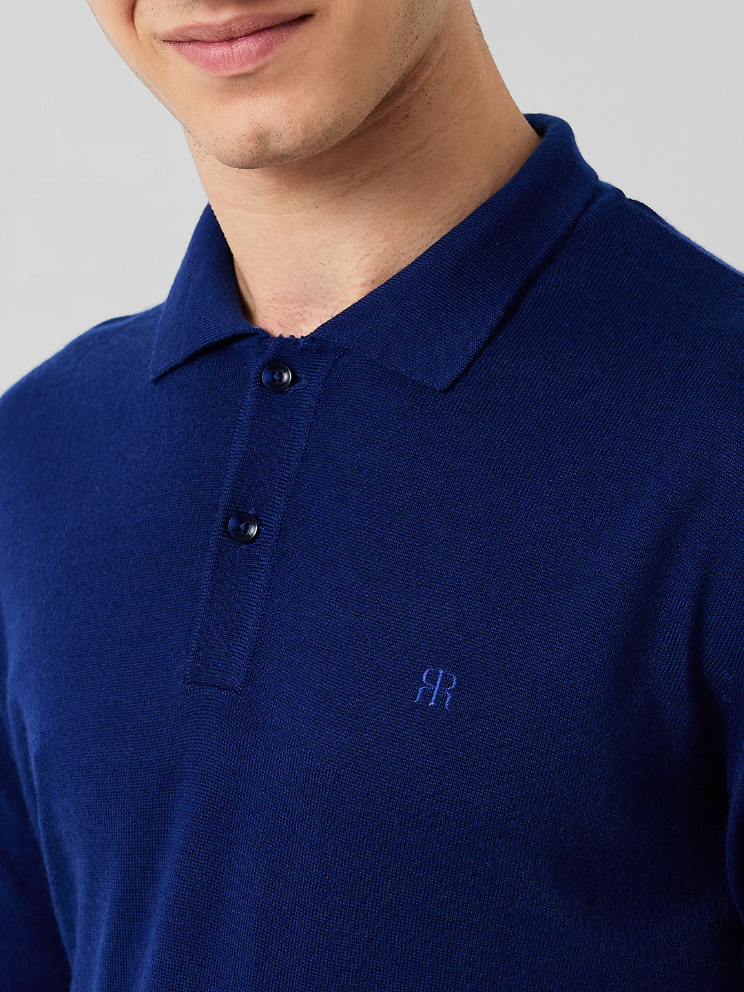 Raymond Men Blue Solid Contemporary Fit M Blend Sweatshirt - Image 5