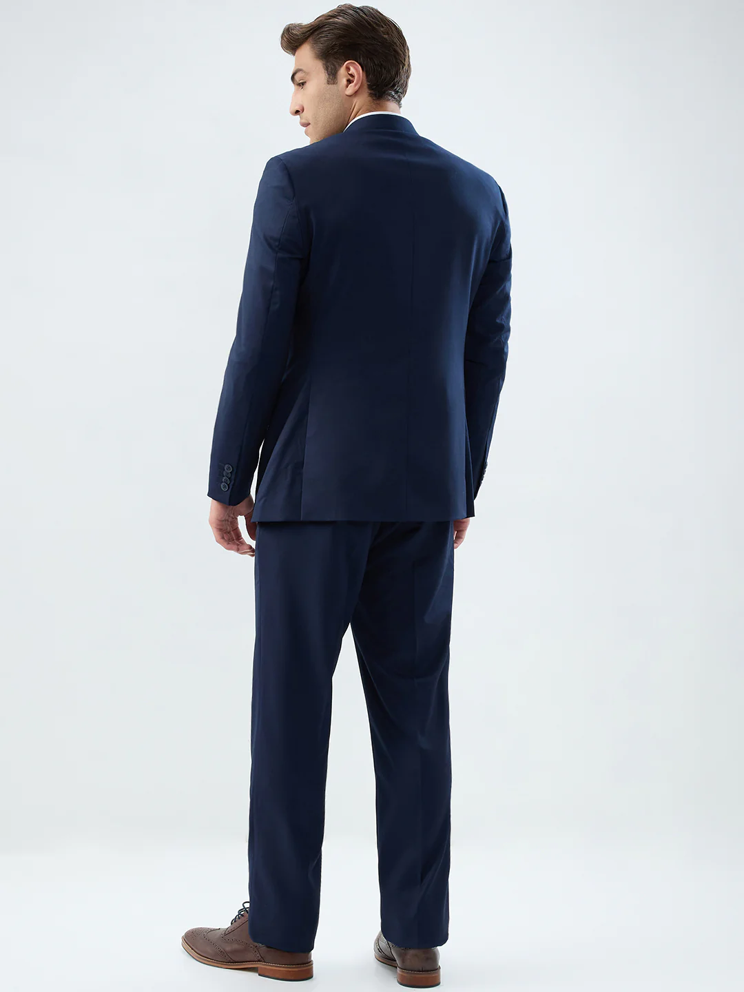 Raymond Men Blue Solid Contemporary Fit Polyester Blend Suit - Image 4