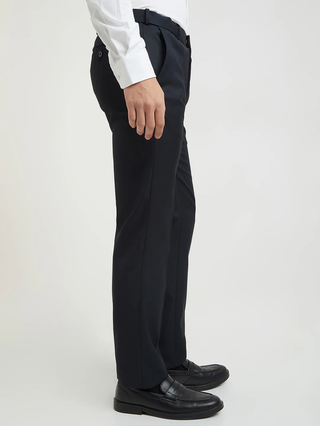 Raymond Men Blue Solid Contemporary Fit Polyester Blend Trouser - Image 2