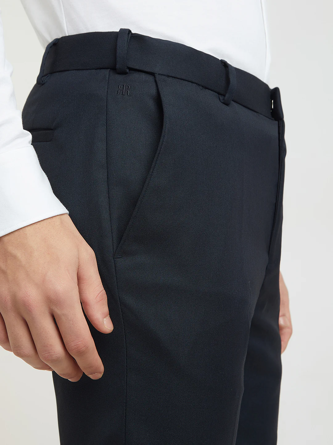 Raymond Men Blue Solid Contemporary Fit Polyester Blend Trouser - Image 6