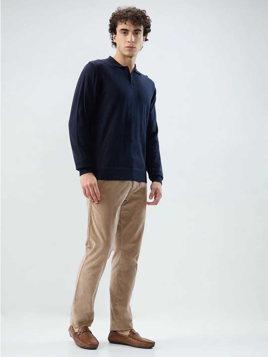 Raymond Men Blue Solid Contemporary Fit Wool Blend Sweatshirt - Image 5