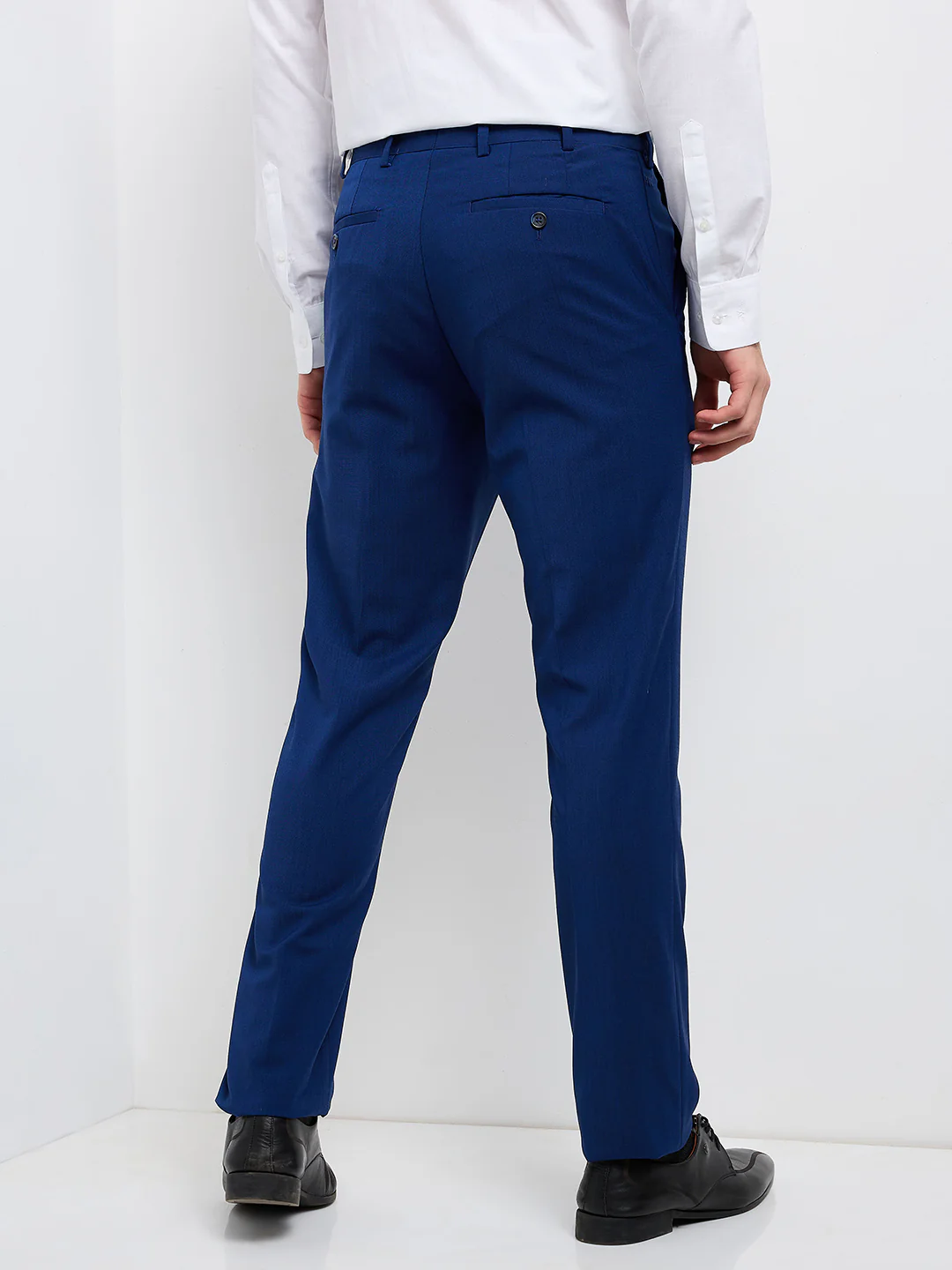 Raymond Men Blue Solid Contemporary Fit Wool Blend Trouser - Image 4