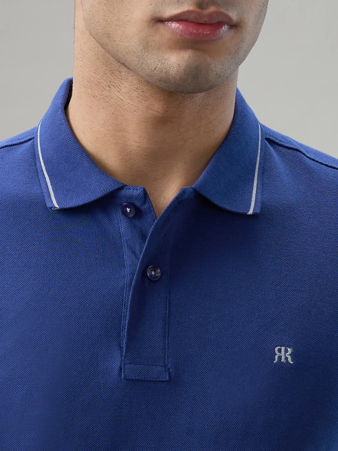 Raymond Men Blue Solid Modern Fit Cotton T-Shirt - Image 6