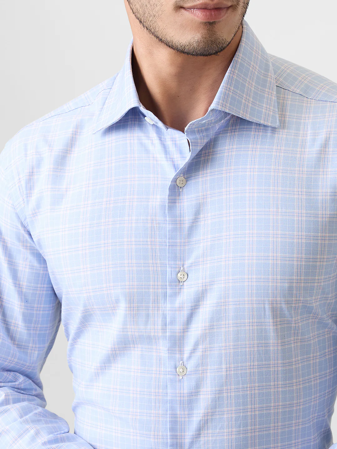 Raymond Men Blue Solid Piece Dyed Contemporary Fit Cotton Shirt - Image 6