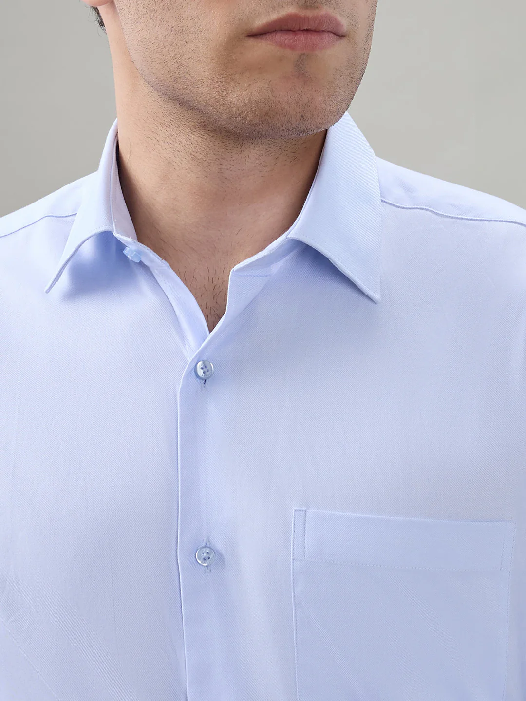 Raymond Men Blue Solid Piece Dyed Regular Fit Cotton Shirt - Image 6