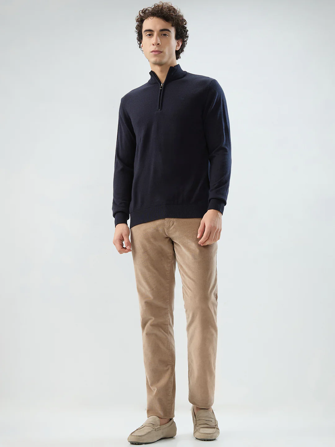 Raymond Men Blue Solid Regular Fit Acrylic Sweatshirt - Image 5