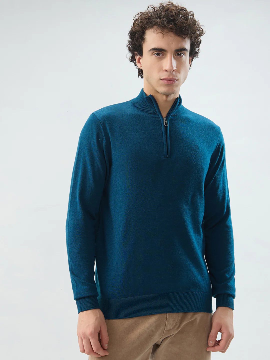 Raymond Men Blue Solid Regular Fit Acrylic Sweatshirt