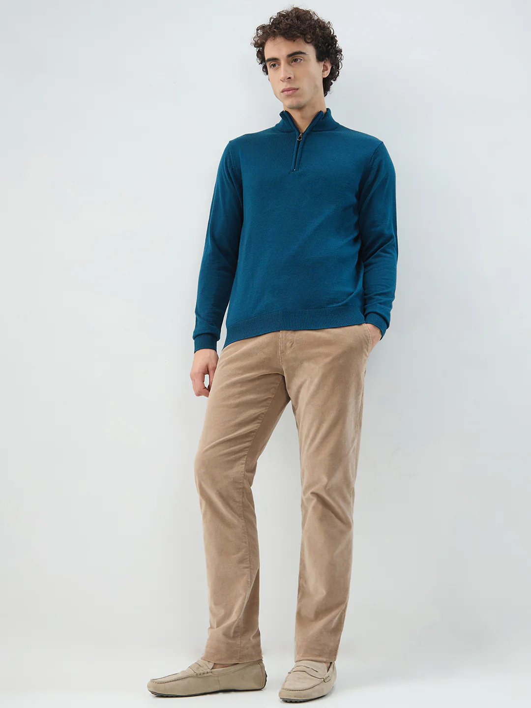 Raymond Men Blue Solid Regular Fit Acrylic Sweatshirt - Image 5