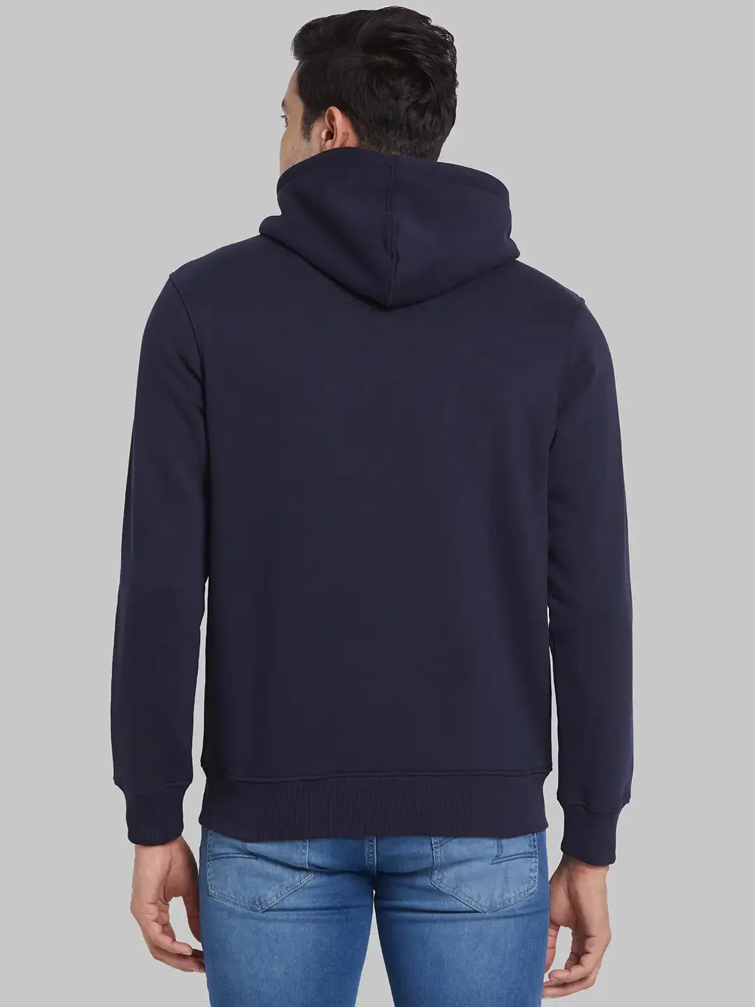 Raymond Men Blue Solid Regular Fit Cotton Blend Sweatshirt - Image 4