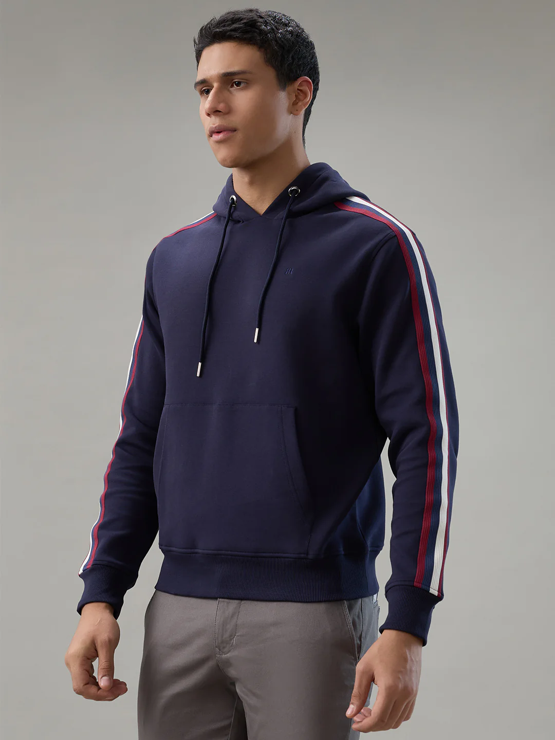 Raymond Men Blue Solid Regular Fit Cotton Blend Sweatshirt - Image 3