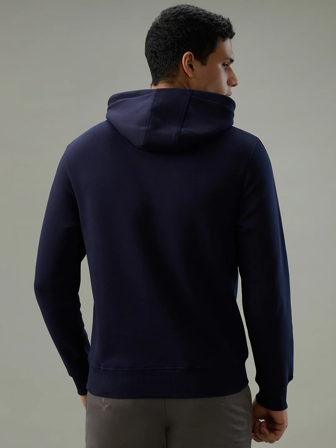 Raymond Men Blue Solid Regular Fit Cotton Blend Sweatshirt - Image 4