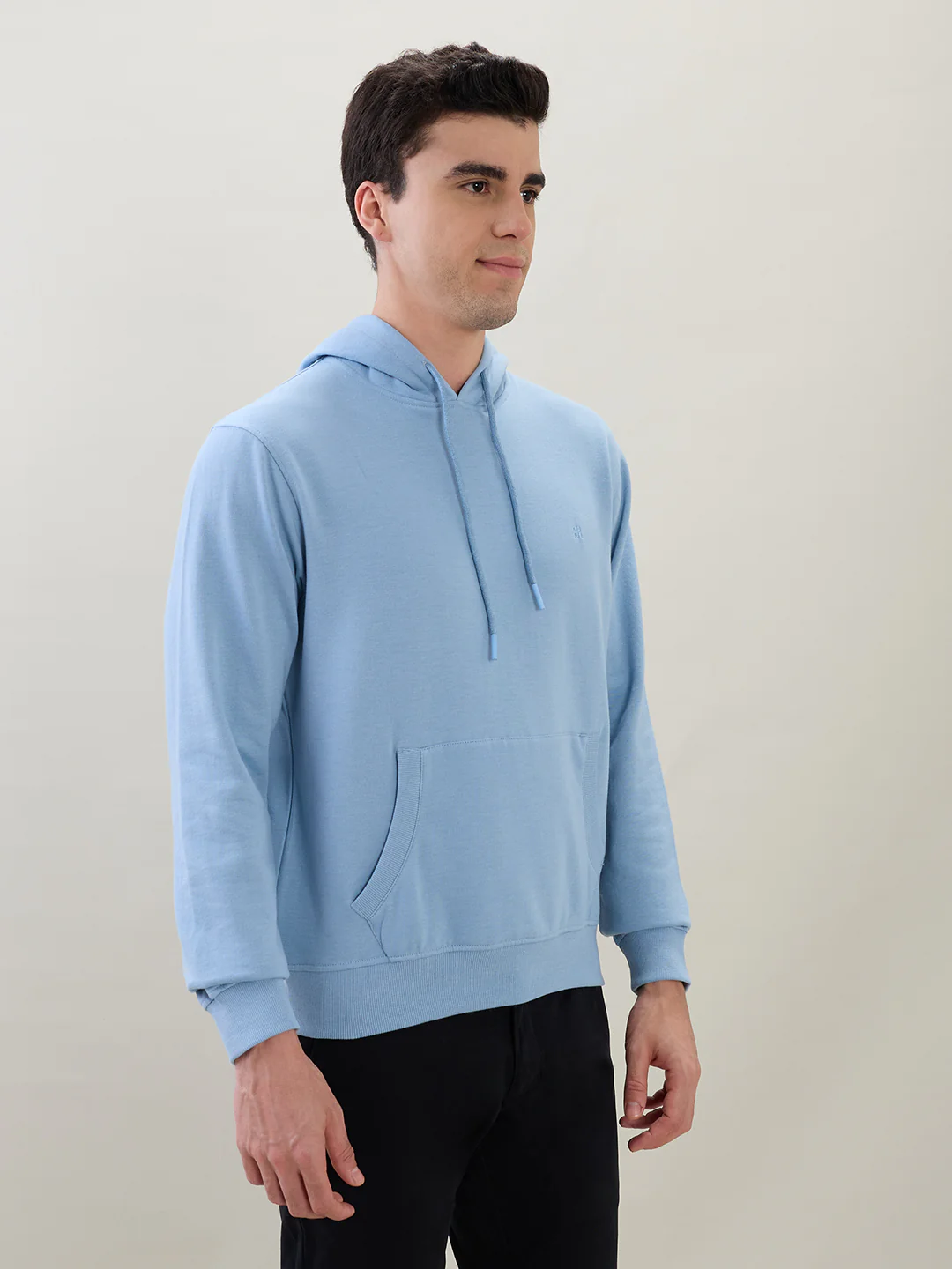 Raymond Men Blue Solid Regular Fit Cotton Blend Sweatshirt - Image 2