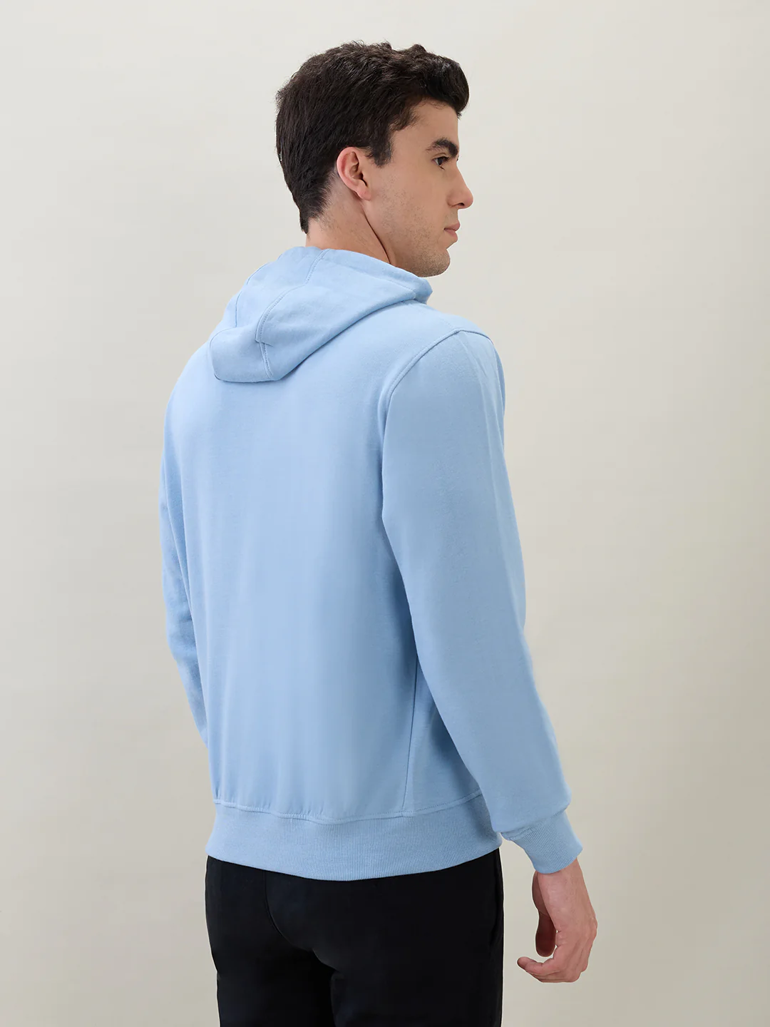 Raymond Men Blue Solid Regular Fit Cotton Blend Sweatshirt - Image 4