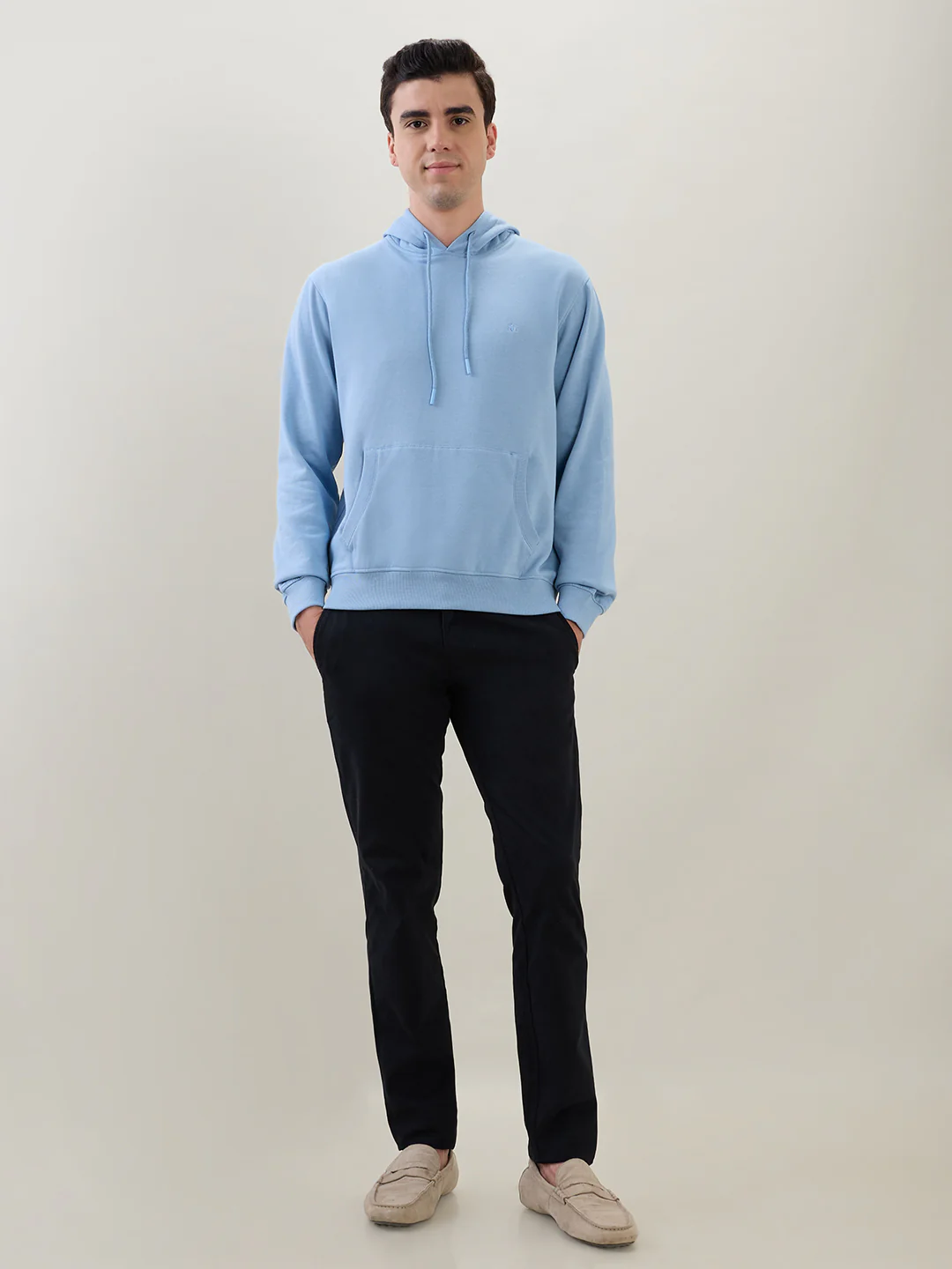 Raymond Men Blue Solid Regular Fit Cotton Blend Sweatshirt - Image 5