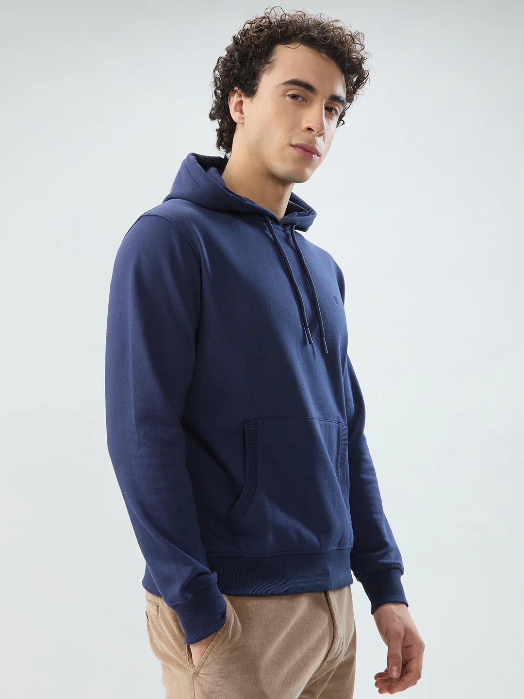 Raymond Men Blue Solid Regular Fit Cotton Blend Sweatshirt - Image 2
